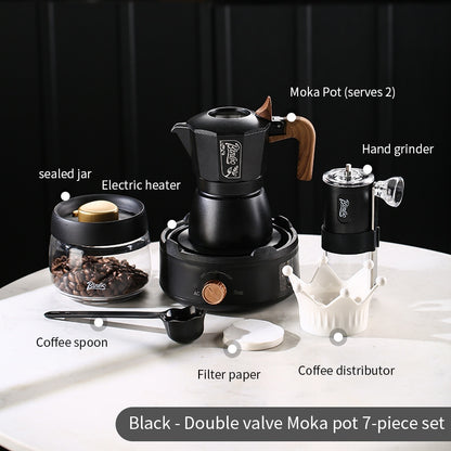 BINCOO Dual Valve Moka Pot Gift Set Small Coffee Maker Set Holiday Birthday Best Gift 2Cups