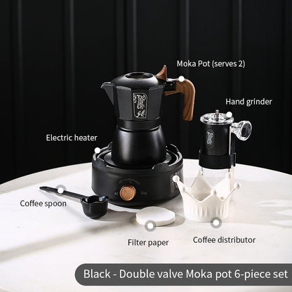 BINCOO Dual Valve Moka Pot Gift Set Small Coffee Maker Set Holiday Birthday Best Gift 2Cups