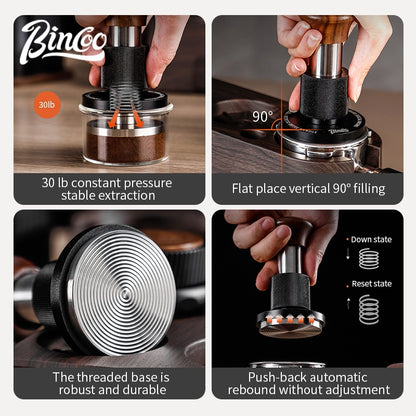 BINCOO Impact Powder Hammer Set Constant Force 30-pound Tamper Coffee Cloth Powder Dispenser Three-piece Set Italian Coffee Appliance 51MM/58MM