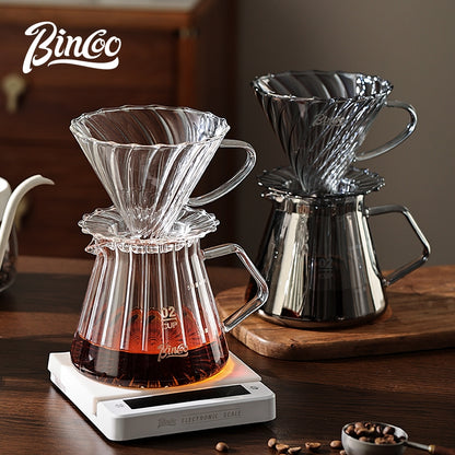 BINCOO Hand Brewing Coffee Pot Set Coffee Sharing Pot With Filter Cup Hand Grinder Coffee Utensils Complete Set 600ML