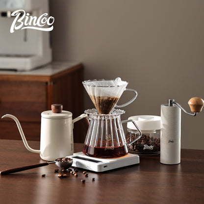 BINCOO Hand Brewing Coffee Pot Set Coffee Sharing Pot With Filter Cup Hand Grinder Coffee Utensils Complete Set 600ML