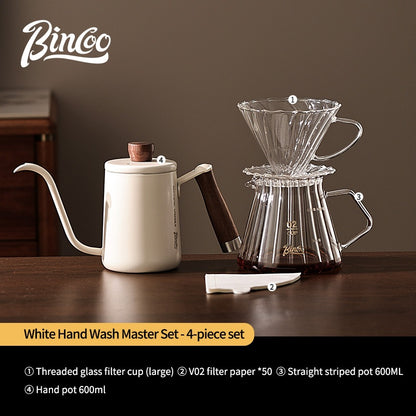 BINCOO Hand Brewing Coffee Pot Set Coffee Sharing Pot With Filter Cup Hand Grinder Coffee Utensils Complete Set 600ML