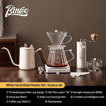 BINCOO Hand Brewing Coffee Pot Set Coffee Sharing Pot With Filter Cup Hand Grinder Coffee Utensils Complete Set 600ML