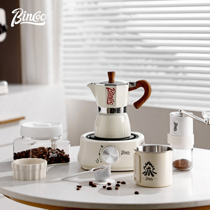 BINCOO Home Moka Pot Heated Brewing Coffee Pot Set Single Valve Moka Pot Small Espresso Machine 3Cups