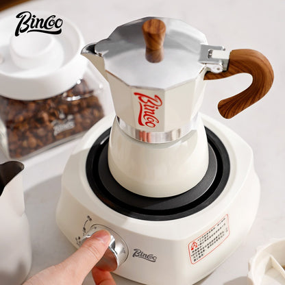 BINCOO Home Moka Pot Heated Brewing Coffee Pot Set Single Valve Moka Pot Small Espresso Machine 3Cups