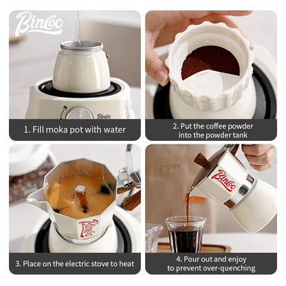 BINCOO Home Moka Pot Heated Brewing Coffee Pot Set Single Valve Moka Pot Small Espresso Machine 3Cups