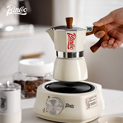 BINCOO Home Moka Pot Heated Brewing Coffee Pot Set Single Valve Moka Pot Small Espresso Machine 3Cups