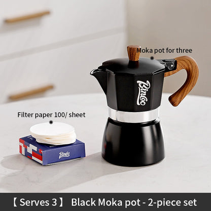 BINCOO Home Moka Pot Heated Brewing Coffee Pot Set Single Valve Moka Pot Small Espresso Machine 3Cups