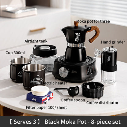 BINCOO Home Moka Pot Heated Brewing Coffee Pot Set Single Valve Moka Pot Small Espresso Machine 3Cups