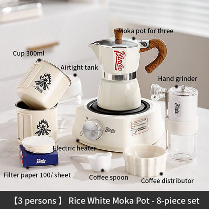 BINCOO Home Moka Pot Heated Brewing Coffee Pot Set Single Valve Moka Pot Small Espresso Machine 3Cups