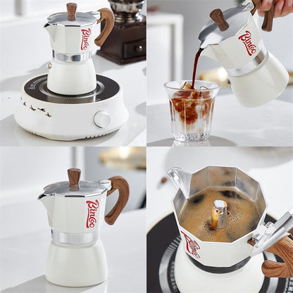 BINCOO Single Valve Moka Pot Home Brewing Coffee Pot Set Electric Stove Moka Pot Set Small Espresso Machine 2Cups/4Cups