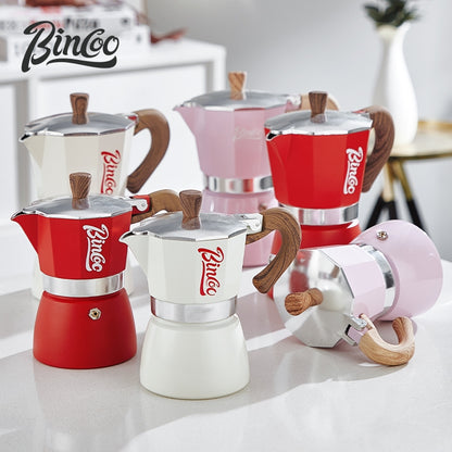 BINCOO Single Valve Moka Pot Home Brewing Coffee Pot Set Electric Stove Moka Pot Set Small Espresso Machine 2Cups/4Cups
