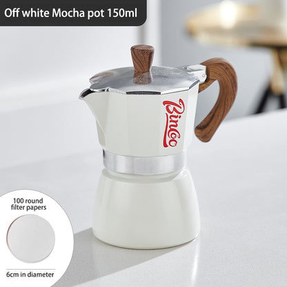 BINCOO Single Valve Moka Pot Home Brewing Coffee Pot Set Electric Stove Moka Pot Set Small Espresso Machine 2Cups/4Cups