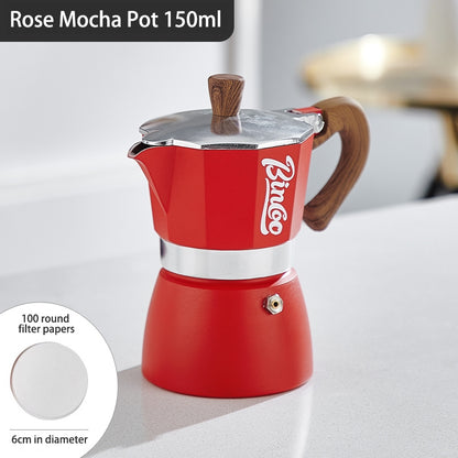 BINCOO Single Valve Moka Pot Home Brewing Coffee Pot Set Electric Stove Moka Pot Set Small Espresso Machine 2Cups/4Cups