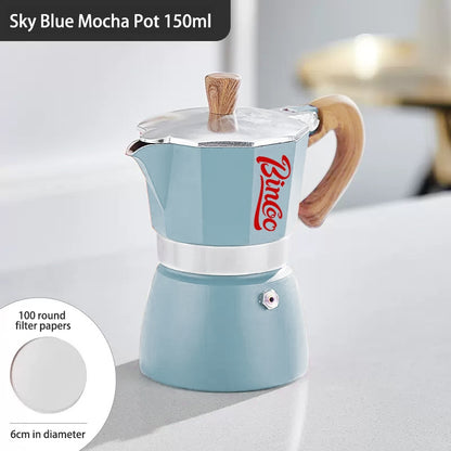 BINCOO Single Valve Moka Pot Home Brewing Coffee Pot Set Electric Stove Moka Pot Set Small Espresso Machine 2Cups/4Cups
