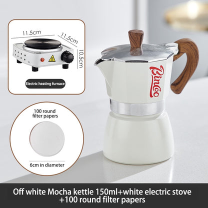 BINCOO Single Valve Moka Pot Home Brewing Coffee Pot Set Electric Stove Moka Pot Set Small Espresso Machine 2Cups/4Cups