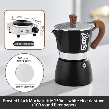 BINCOO Single Valve Moka Pot Home Brewing Coffee Pot Set Electric Stove Moka Pot Set Small Espresso Machine 2Cups/4Cups