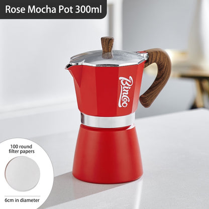 BINCOO Single Valve Moka Pot Home Brewing Coffee Pot Set Electric Stove Moka Pot Set Small Espresso Machine 2Cups/4Cups