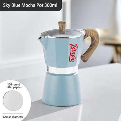 BINCOO Single Valve Moka Pot Home Brewing Coffee Pot Set Electric Stove Moka Pot Set Small Espresso Machine 2Cups/4Cups