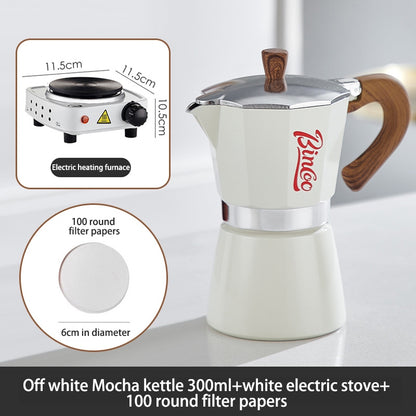 BINCOO Single Valve Moka Pot Home Brewing Coffee Pot Set Electric Stove Moka Pot Set Small Espresso Machine 2Cups/4Cups