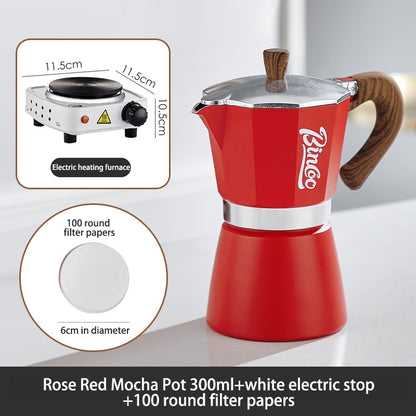 BINCOO Single Valve Moka Pot Home Brewing Coffee Pot Set Electric Stove Moka Pot Set Small Espresso Machine 2Cups/4Cups