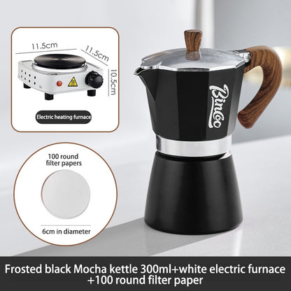 BINCOO Single Valve Moka Pot Home Brewing Coffee Pot Set Electric Stove Moka Pot Set Small Espresso Machine 2Cups/4Cups