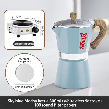 BINCOO Single Valve Moka Pot Home Brewing Coffee Pot Set Electric Stove Moka Pot Set Small Espresso Machine 2Cups/4Cups