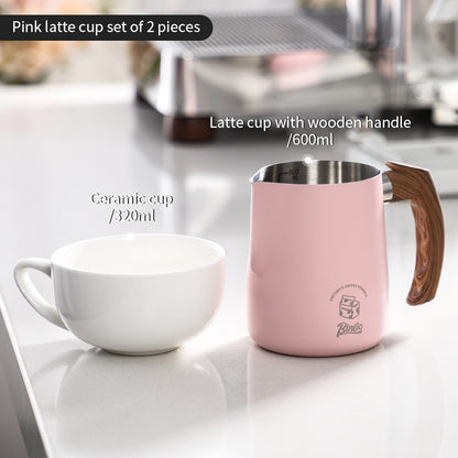 BINCOO Coffee Latte Art Cup Coffee Tank Thickened Milk Foam Cup Coffee Utensil  304 Stainless Steel Large Capacity 600ML