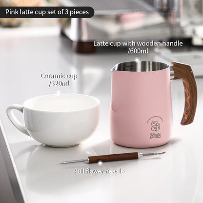 BINCOO Coffee Latte Art Cup Coffee Tank Thickened Milk Foam Cup Coffee Utensil  304 Stainless Steel Large Capacity 600ML