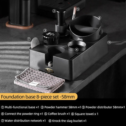 BINCOO  30 lbs Pressure Powder Hammer Espresso Machine Handle Storage Base Cloth Powder Dispenser Set Coffee Utensils 51MM/58MM