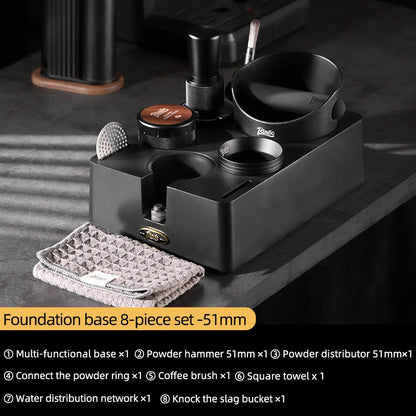 BINCOO  30 lbs Pressure Powder Hammer Espresso Machine Handle Storage Base Cloth Powder Dispenser Set Coffee Utensils 51MM/58MM