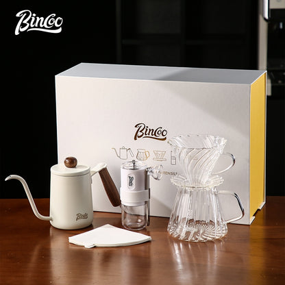 BINCOO Hand Brewed Coffee Pot Gift Box Set Filter Cup Sharing Pot Home Manual Bean Grinder Coffee Utensils Set Best Gift