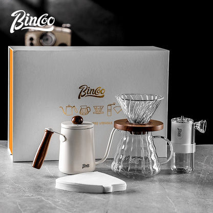 BINCOO Hand Brewed Coffee Pot Gift Box Set Filter Cup Sharing Pot Home Manual Bean Grinder Coffee Utensils Set Best Gift