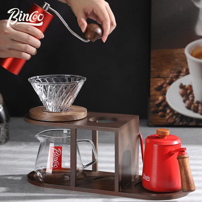 BINCOO Hand Brew Coffee Pot Set Hand Grinder Coffee Maker Sharing Pot with Glass Filter Cup Coffee Hand Brew Pot Complete Set