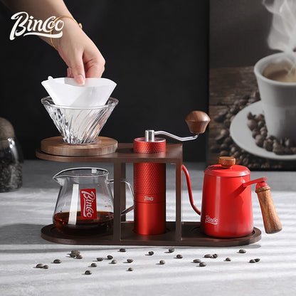 BINCOO Hand Brew Coffee Pot Set Hand Grinder Coffee Maker Sharing Pot with Glass Filter Cup Coffee Hand Brew Pot Complete Set
