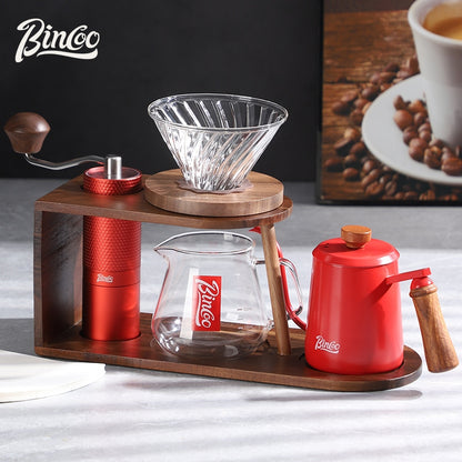 BINCOO Hand Brew Coffee Pot Set Hand Grinder Coffee Maker Sharing Pot with Glass Filter Cup Coffee Hand Brew Pot Complete Set