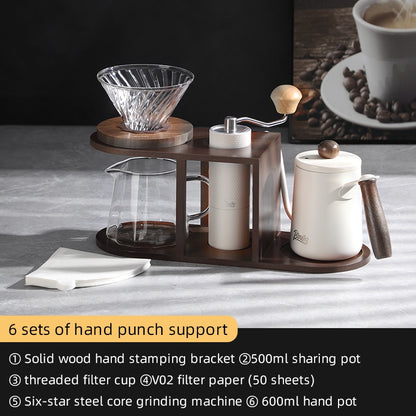 BINCOO Hand Brew Coffee Pot Set Hand Grinder Coffee Maker Sharing Pot with Glass Filter Cup Coffee Hand Brew Pot Complete Set