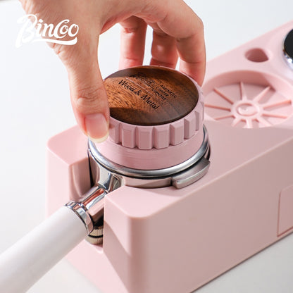 BINCOO Pink Coffee Cloth Powder Dispenser Set Italian Powder Press Hammer Coffee Machine Handle Filling Base Coffee Utensils 51MM/58MM