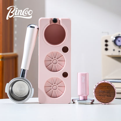 BINCOO Pink Coffee Cloth Powder Dispenser Set Italian Powder Press Hammer Coffee Machine Handle Filling Base Coffee Utensils 51MM/58MM