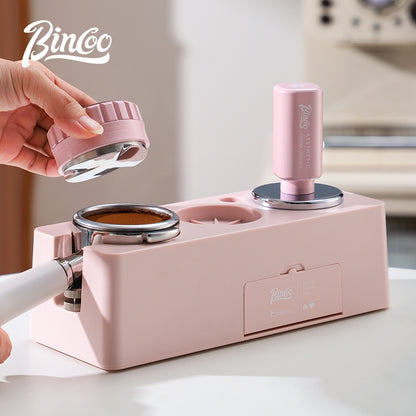 BINCOO Pink Coffee Cloth Powder Dispenser Set Italian Powder Press Hammer Coffee Machine Handle Filling Base Coffee Utensils 51MM/58MM