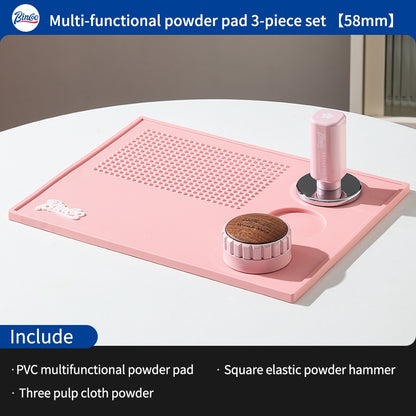 BINCOO Pink Coffee Cloth Powder Dispenser Set Italian Powder Press Hammer Coffee Machine Handle Filling Base Coffee Utensils 51MM/58MM