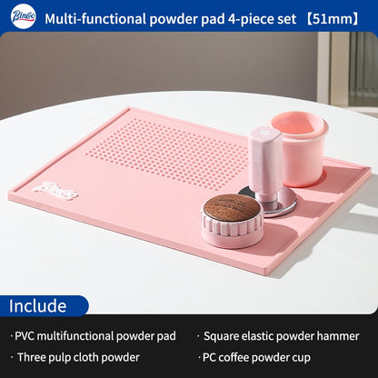 BINCOO Pink Coffee Cloth Powder Dispenser Set Italian Powder Press Hammer Coffee Machine Handle Filling Base Coffee Utensils 51MM/58MM