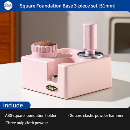 BINCOO Pink Coffee Cloth Powder Dispenser Set Italian Powder Press Hammer Coffee Machine Handle Filling Base Coffee Utensils 51MM/58MM