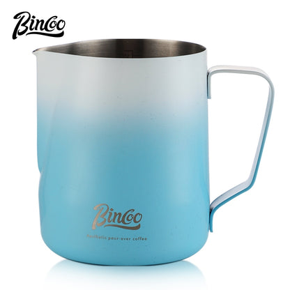 BINCOO Coffee Pull Flower Vat Coffee Cylinder Stainless Steel Milk Frothing Cylinder Milk Frothing Cups 350ML/600ML