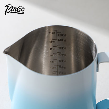 BINCOO Coffee Pull Flower Vat Coffee Cylinder Stainless Steel Milk Frothing Cylinder Milk Frothing Cups 350ML/600ML