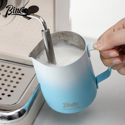 BINCOO Coffee Pull Flower Vat Coffee Cylinder Stainless Steel Milk Frothing Cylinder Milk Frothing Cups 350ML/600ML