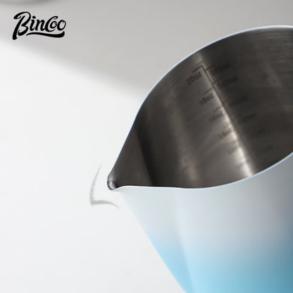 BINCOO Coffee Pull Flower Vat Coffee Cylinder Stainless Steel Milk Frothing Cylinder Milk Frothing Cups 350ML/600ML