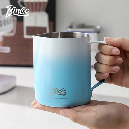 BINCOO Coffee Pull Flower Vat Coffee Cylinder Stainless Steel Milk Frothing Cylinder Milk Frothing Cups 350ML/600ML