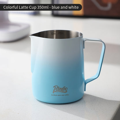 BINCOO Coffee Pull Flower Vat Coffee Cylinder Stainless Steel Milk Frothing Cylinder Milk Frothing Cups 350ML/600ML