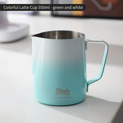 BINCOO Coffee Pull Flower Vat Coffee Cylinder Stainless Steel Milk Frothing Cylinder Milk Frothing Cups 350ML/600ML